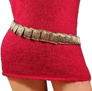 BELT GOLD TONE SQUARE TONE CONCHO STRETCH BOHEMIAN BELT